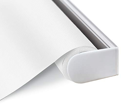Blackout Cordless Window Roller Shades, White Custom Easy to Control Window Blinds with Spring Lifting System for Home, Windows, Doors, French Door