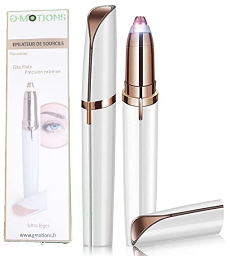 G-MOTIONS Electric Eyebrow Trimmer Hair Remover for Women Men Shaver for Face Down Eyebrow Lip Hair Arms with Built-in LED Manual in French