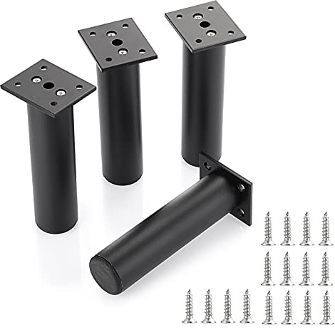 IGNPION 4Pcs 6'' Adjustable Furniture Feet,Aluminum Alloy Sofa Furniture Cabinet Riser DIY Furniture Replacement Legs for TV Cabinet Ottoman Sofa Cupboard, Black