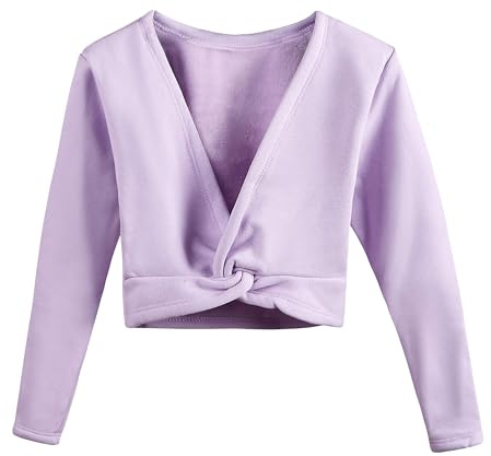 Mulnall Langarm-Wickeljacke für Mädchen zum Ballett | Gekreuzter V-Ausschnitt, elastisches Fleecefutter, hautfreundlich atmungsaktiv, bequem flexibel, pflegeleicht