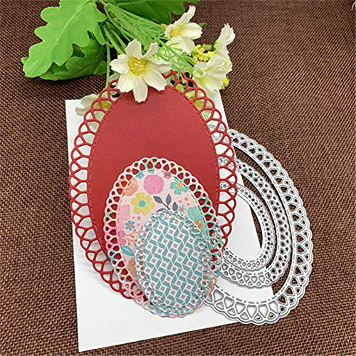 Oval Scallop Frame Metal Cutting Die Cuts, Oval Scallop Frame Stencils DIY Crafts Cards Cutting Dies Cuts for DIY Embossing Card Making Photo Decorative Paper Dies Scrapbooking