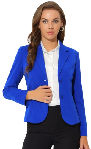 Allegra K Femme Blazer Manches Longues Col Revers Cranté Coupe Ajustée