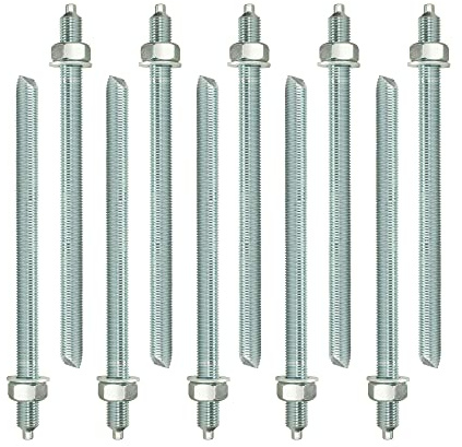 Isolbau Ankerstangen M20 x 300 mm - 10 Stück ETA Zulassung Gewindestange Verbundanker verzinkt mit Mutter & Unterlegscheibe Schwerlast-Anker Schwerlast-dübel