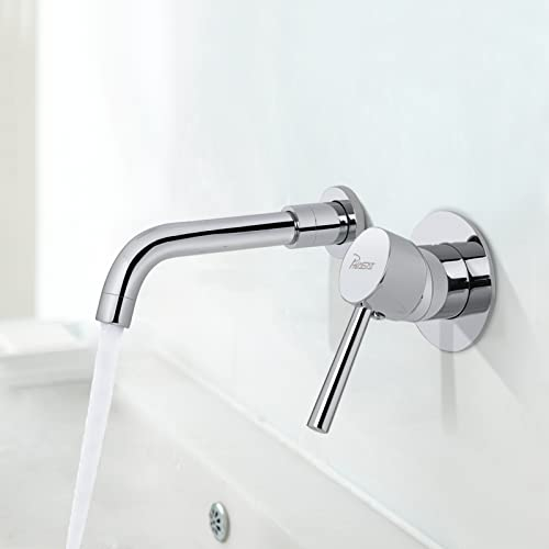 PHASAT Wall Mounted Basin Mixer Taps Brass Basin Tap with 360 Degrees Rotating Spout PTBB06C