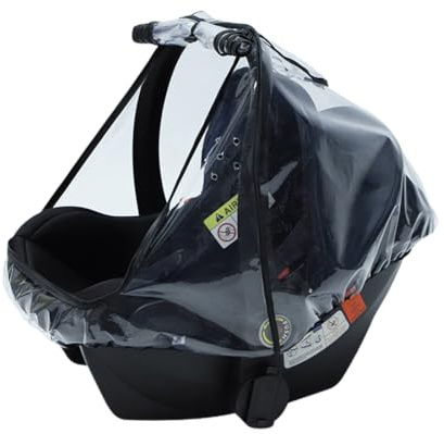 Protector de lluvia para silla de coche de bebé con buena circulación de aire, ventana de contacto que se puede cerrar y abertura para el asa de transporte - sin PVC