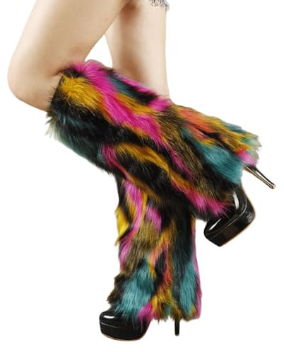 Beinwärmer Damen Legwarmers Plüsch Gestrickte Knopf Stulpen Winter Stulpen Damen für Winterwärmer Warme bequeme Beinstulpen 1 Paar Frauen Karneval Fasching Mottoparty Verkleidung