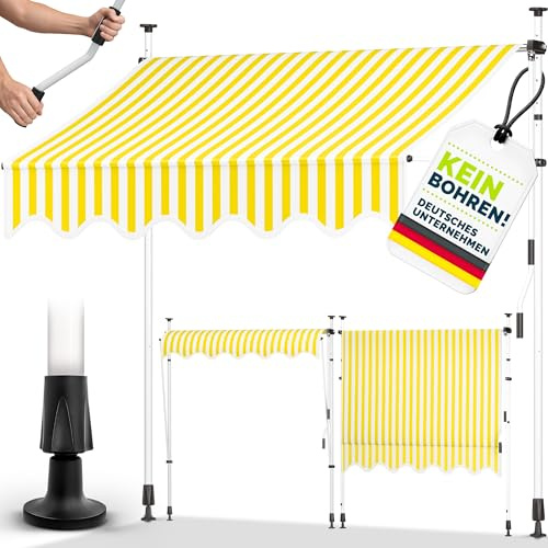 tillvex Klemmmarkise 400cm breit mit Handkurbel | Balkonmarkise ohne Bohren | Markise Balkon UV-beständig, wasserdicht & höhenverstellbar | Outdoor Sonnenschutz zum Klemmen für Terrasse & Garten