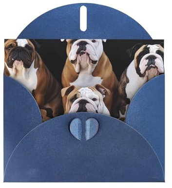 HCBPWVQA Grußkarten mit englischen Bulldoggen, Dankeskarten, blanko, mit Umschlägen, Geburtstagskarten für alle Anlässe (10,2 x 15,2 cm), Blau