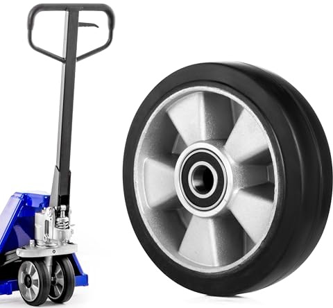 Pallit Hubwagen Rolle Gummi 180x50 mm – Lenkrolle mit Kugellager, Achse 20 mm, Ersatzrolle Laufrolle für Hubwagen, Ameise, Gabelhubwagen | Ø 180 mm, Breite 50 mm