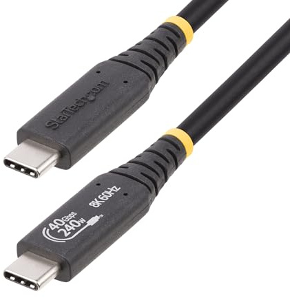 StarTech Câble USB4 USB-C 50cm, 40Gbps, 240W PD, 8K 120Hz/4K 240Hz DP2.1 | DP Alt Mode, Compatible Thunderbolt, PCIe 3.0