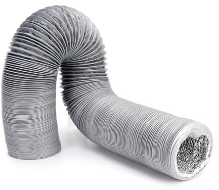 10,2 cm (4 Zoll) 3 m Trocknerentlüftungsschlauch, Teleskop, strapazierfähig, dickere PVC-Aluminiumfolie für HAVC-Lüftungssysteme, Trockner, Inline-Kanal-Ventilatoren, Abluftventilator, Grau