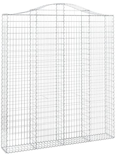 SDWEHO7 Gabione Hochbogen Gabionenwand Steinzaun Steinkorb Drahtkorb Gabionenkörb Gabionen Zaun Säulengabione Steingabionen Gabionensteine, 200x30x220/240 cm Verzinktes Eisen