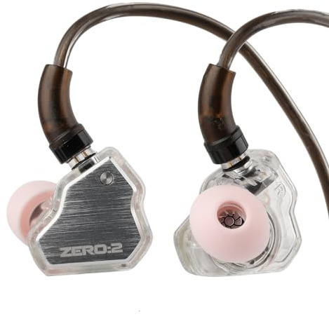 Linsoul 7Hz x Crinacle Zero:2, In Ear Monitor, IEM con Driver Dinamico Aggiornato da 10mm, Cuffie con Cavo, Auricolari per Videogiochi, con Cavo OFC per Musicisti(Con Mic, Argento)