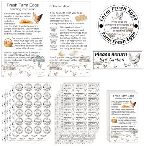 Remerabel Egg Carton Label Kit, 1400 Pieces, Stickers and Handling Cards
