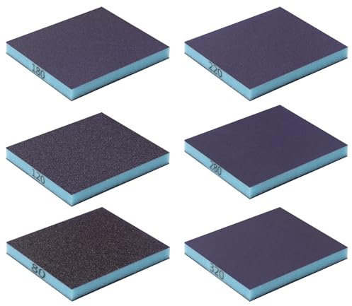 APOMOONS 6 Spugne Abrasive,80/120/180/220/280/320 Spugnette Abrasive Carta Vetrata per Legno E Pareti Metallo