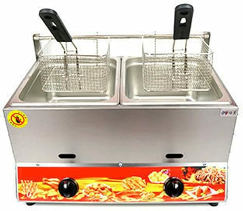 LYJYUJIE Friries Au Gaz, Friteuse Commerciale De GPL avec Panier Et Couvercle, Une Friteuse À Gaz Professionnel, La Friture De Pommes De Terre Frite De Poulet pour La Cuisson Maison ~ /