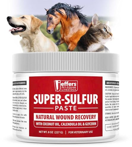 Jeffers Super Sulfur Natural Healing Paste for Dogs, Cats & Horses 8 oz – Wound Care, Skin & Coat Support for Animals, Soothes Itching & Inflammation, Dry Rough Flaky Skin, Hot Spots, Paw, Hoof Care