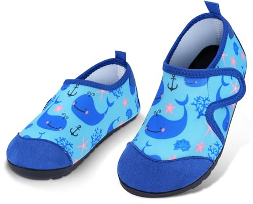 AOOSU Scarpe da Acqua per Bambini, Bambino Bambina Scarpe da Spiaggia, Scarpe da Immersione Bambino, Antiscivolo ad Asciugatura Rapida per Immersioni Bagno Surf Nuoto (Pesci Sottomarini)
