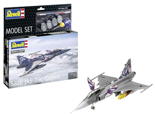 Revell 63776 Model Set Saab JAS-39C Gripen 1:72 Scale Unbuilt/Unpainted Plastic Model Kit with Accessories