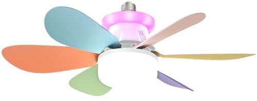 Aodejoy LED Ceiling Fan with Lights, E26/E27 40W Ceiling Fans Light with Remote Control, 3 Speeds Light Bulb Fan, Timing, RGB Dimmable, 6 Blades Fans Lamp for Bedroom, Living Room, Office (White)