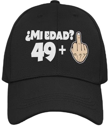 Vulfire Gorra Hombre Mujer 49 + 1 Regalo Cumpleaños 50 años Original Ideas Regalos Edad para Él para Ella Talla Única Gorra Negra con Visera
