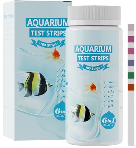 Vmiorzq Tiras Reactivas Para Acuario De Agua Dulce - 100 Piezas Tiras De Prueba Para Estanques,Papel Analizador 6 en 1 de Calidad del Agua para Monitoreo Diario, Viajes, Piscina, Agua Salada y