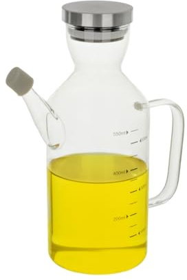 KASANOVA Oliera 500 ml in Vetro borosilicato e Tappo in Acciaio Inox