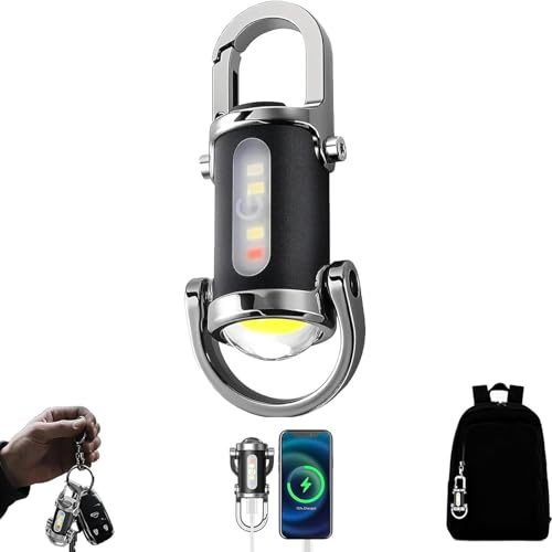 Portable Rechargeable Bright Keychain Flashlight, Outdoor Rechargeable Keychain Flashlight, Powerbank for Phone Charger, Powerful Bright Led, Compact & Travel-Ready (Silver)
