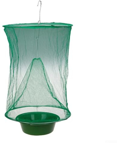 CYRENT Piège à mouches pliable à suspendre avec plateau d'appât sûr et durable pour une utilisation efficace en intérieur et en extérieur, filet en maille réutilisable avec construction en fil de fer