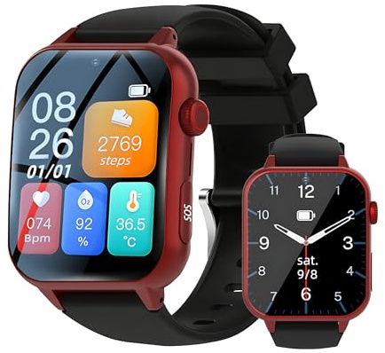Vexorium Reloj para Mayores con SOS y Detección de Caídas – Pantalla 1.83, GPS, Aviso de Hora por Voz, IP67, Llamadas y Localización 4G (Requiere SIM, No Incluida),Rojo