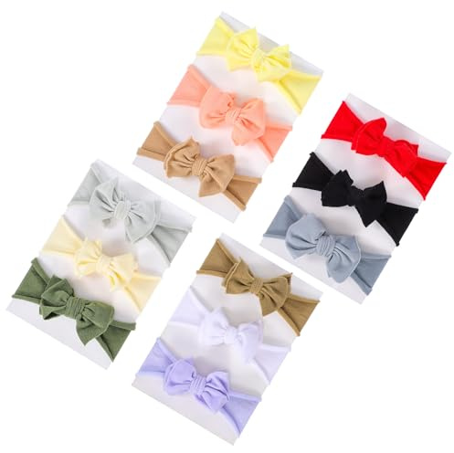 12pcs Baby Bow Headbands, Soft Nylon Newborn Headband Bows, Headbands Bow For Baby Girls, Baby Headband for Newborn Infant Toddlers Kids(Multicoloured)