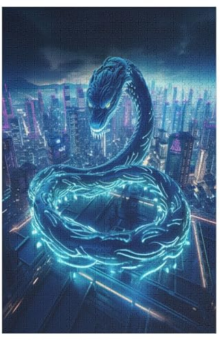 Puzzles 1000 Pièces Adultes, Puzzle De Jeu, Neon Serpent Planche De Bois, Excellent Cadeau pour Enfants 78×53cm