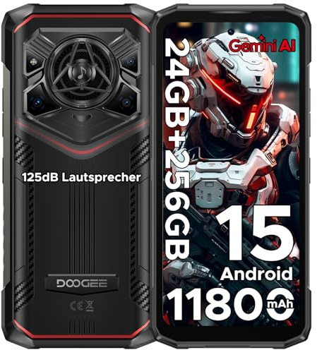 DOOGEE Blade 20 Pro Outdoor Handy Ohne Vertrag Android 15, 24GB RAM/256GB ROM(2TB) 11800mAh Akku, 50MP+20MP+8MP, 125dB Lautsprecher Outdoor Smartphone, 6.6 HD+90Hz, 3 Card Slots/NFC/Face ID/OTG/GPS
