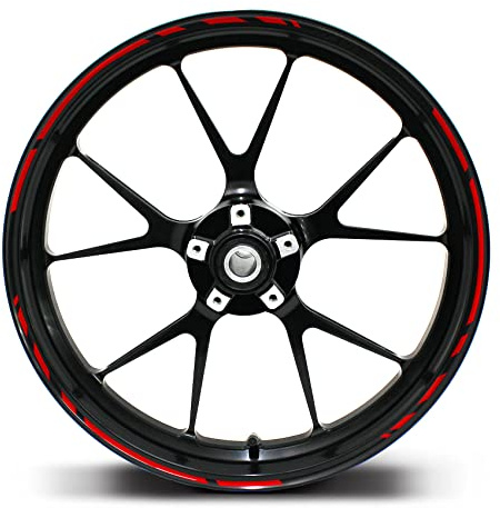 Felgenrandaufkleber Speed Design 12 Teilig Komplett-Set -Finest Folia passend für 17 Zoll & 161819 Felgen Motorrad Auto Fahrrad MR002 (Rot)