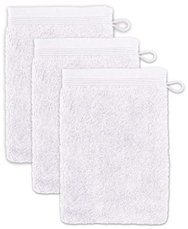 möve Superwuschel Waschhandschuh 15 x 20 cm aus 100% Baumwolle, snow 3er Set