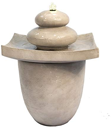 Teamson Home Fuente de Agua del Jardín, Cascada Zen de 2 Niveles con Luces para Exteriores