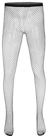 dPois Herren Netzstrümpfe Strumpfhose Nahtlos Fischnetz Leggings aus Nylon Durchsichtige Strümpfe Elastisch Reizvoll Schwarz Schwarz Typ_B