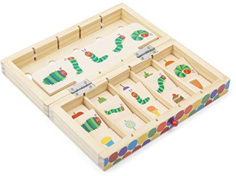 small foot Raupe Nimmersatt Bildersortierbox, aus Holz, Koordinationsspiel in Transportbox für unterwegs, 11342