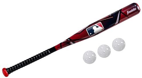 Franklin Sports MLB Slammin' Kids Plastic Baseball Bat + Balls Set - Toy Bat & Ball Set for Kids - Youth 30 Inch - Red