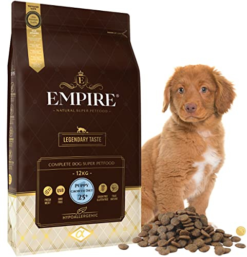 Empire Welpen Trockenfutter - 12kg - Neue Hundefutter Trocken Getreidefrei - Große Rassen - Wild und Lamm - Hypoallergen - Glutenfrei - Natürlich