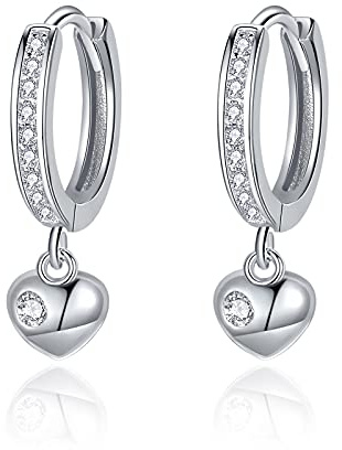 Creolen Silber 925 Ohrringe Damen Creolen Herz Kreolen mit Zirkonia 18 Karat runder Kreis Klein Schläfer Huggie Ohrringe Valentinstag Geschenke Schmuck …