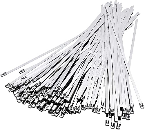 100 Stück Edelstahl Kabelbinder, Deecam 300x4,6 mm Kabelbinder Metall,125kg Zugfestigkeit, uv Beständig, Abnehmbar, für Auspuffaufwicklung, Kabelbündelung, Gartenpflege, Fester Zaun und Markise