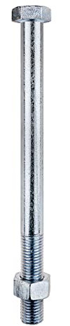 DIN 601 Sechskantschrauben | Bauschrauben 16x200 mm mit Muttern, 4.8 verzinkt, 10 Stück
