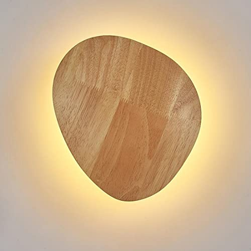 Moderne geometrische Wandleuchte aus Holz LED Flur Korridor Lampe Oval Runde Vintage Retro Design Wandlampe für Wohnzimmer Schlafzimmer Esszimmer Arbeitszimmer LED Leselampe Warmes Licht, Ø19cm (Oval)
