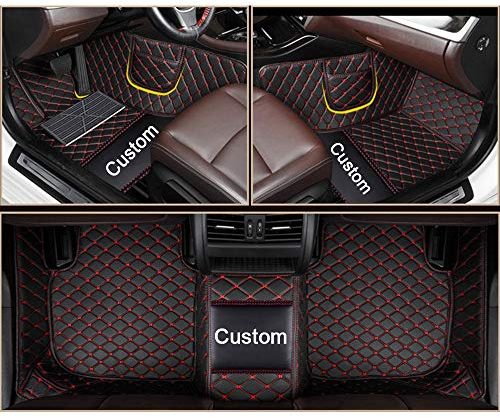 Auto Fußmatten Nach Maß für 98% Limousine SUV Kombi PU Leder Anpassen Fussmatten Kompatibel mit 2000-2024 Allwetter wasserdichte rutschfeste Auto Teppich Schwarz Rot