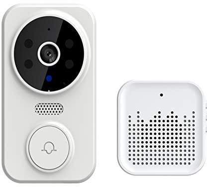 Splenssy Kabellose Smart Video Türklingel Kamera mit kabellosem Glockenspiel, Gegensprechanlage Nachtsicht Wiederaufladbare Sicherheit Türklingel WiFi Kamera 2-Wege Audio, Weiß