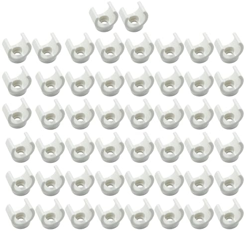 Litoexpe 1/2 Inch PEX Water Pipe Clamps, 16 mm PVC Pipe Holder, Plastic U-Hook PEX Pipe Support Hangers, White PEX Pipe Clips, 50pcs PEX Tubing Clamp Tool
