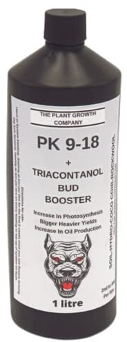 PK 9-18 + Triacontanol Bud Booster - Liquid Fertilizer for Indoor Plants & Herbs - Natural Formula with Hydroponic Nutrients for Bud & Flower Growth, Oil Production - 1 Litre