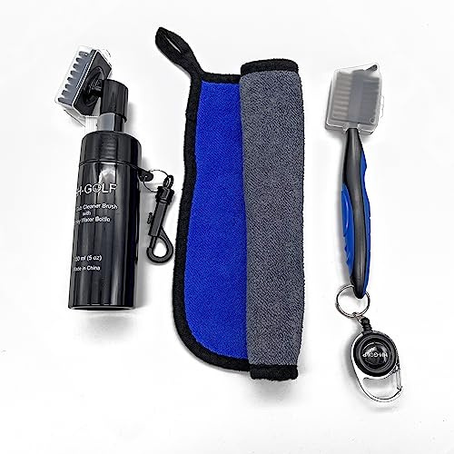 HH-GOLF Golfschläger-Reiniger-Set, inkl. Wasserspray Golf-Reinigungsbürste, Handtuch und Golfbürste mit Rillenreiniger