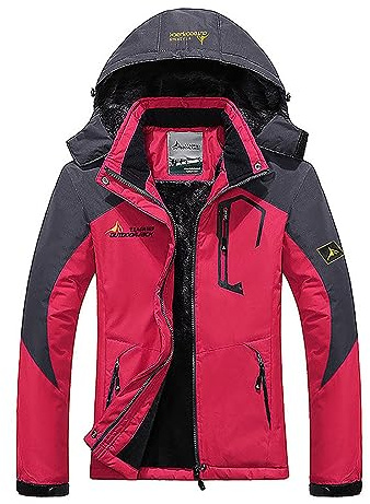 WOXIHUAN Giacca a Vento Donna Invernale Calda Parka Giaccone da Lavoro Antivento Giacca Pesante Giacca da Sci Impermeabile da Snowboard Antivento Cappotto da Montagna con Cappuccio